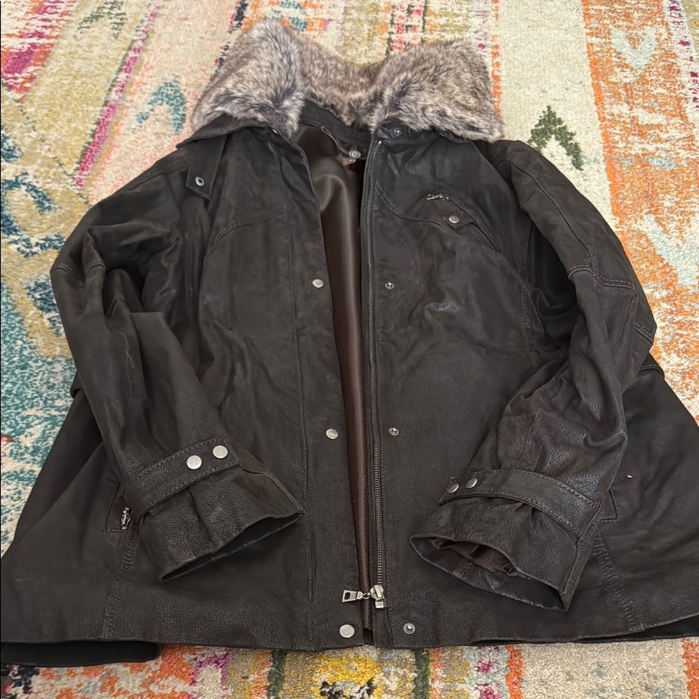 Danier Black Military Field Jacket with Adjustable Cuffs